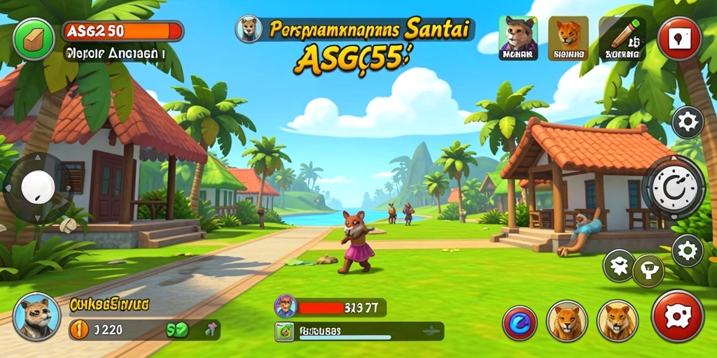 Tampilan gameplay ASG55 yang ceria dan interaktif.
