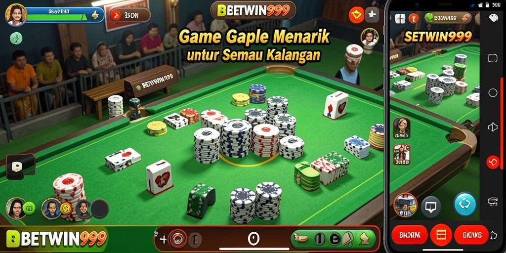 Tampilan gameplay BETWIN999 yang menarik dan interaktif dalam permainan Gaple.