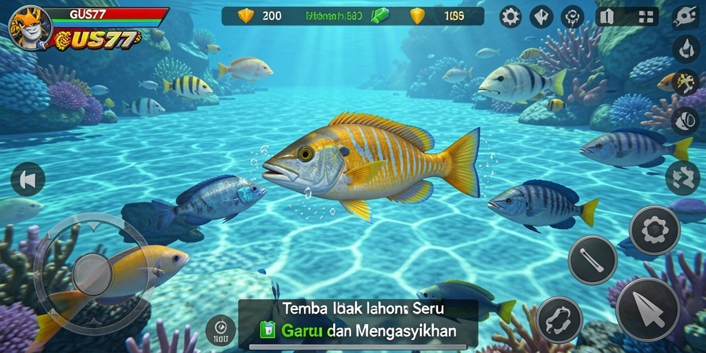 Tampilan gameplay GUS77 yang seru saat memburu ikan.