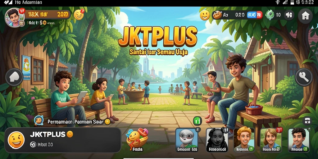 Tampilan gameplay JKTPLUS yang menyenangkan dan berwarna.