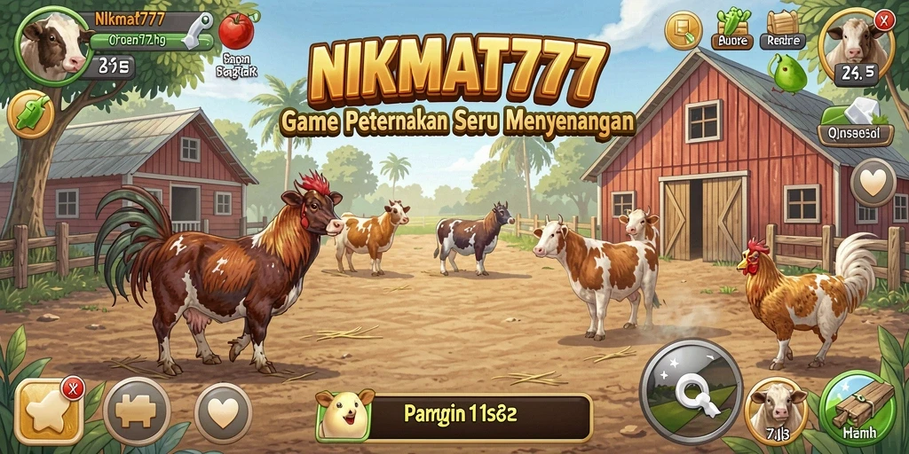 Screenshot gameplay NIKMAT777 menampilkan aktivitas bertani yang menyenangkan.