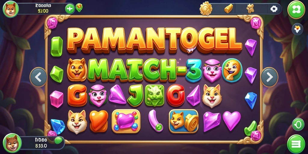Tangkapan layar gameplay PAMANTOGEL yang menampilkan momen mencocokkan item.