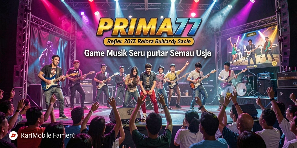 Tampilan gameplay seru PRIMA77 dengan berbagai pilihan musik.
