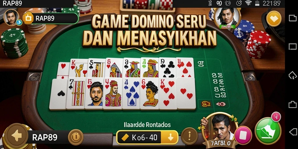 Screenshot gameplay dari RAP89 yang menunjukkan keseruan permainan Domino.
