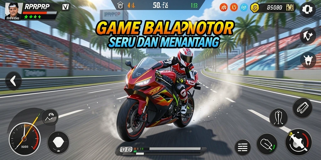 Tangkapan layar RPRPRP menampilkan aksi balapan motor yang mendebarkan.