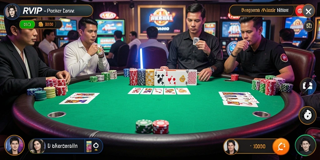 Tampilan menarik dari gameplay Poker yang mendebarkan di RVIP.