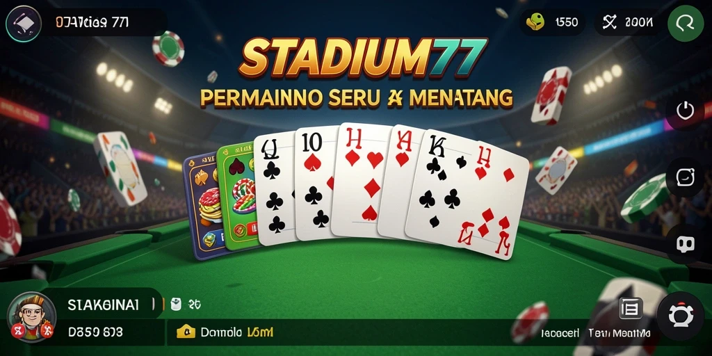 Screenshot gameplay STADIUM77 menampilkan serunya permainan domino.
