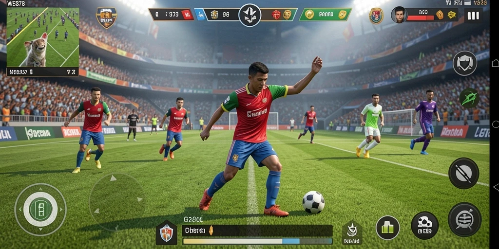 Tangkapan layar utama WE878 menampilkan gameplay olahraga yang mendebarkan.